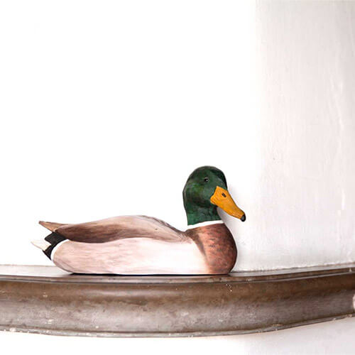 DecoBird Mallard Male, hand carved wooden bird painted with environmentally friendly colours