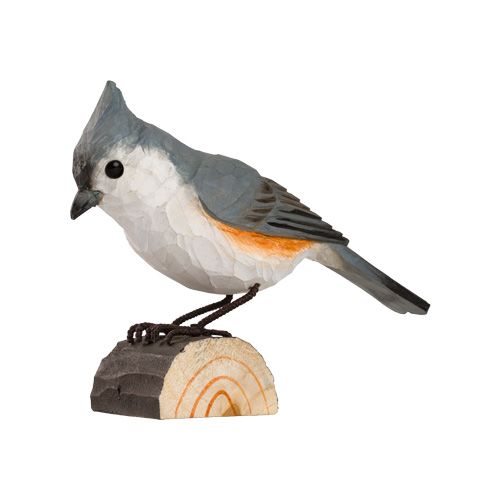 DecoBird Tufted Titmouse, hand carved wooden bird painted with environmentally friendly colours