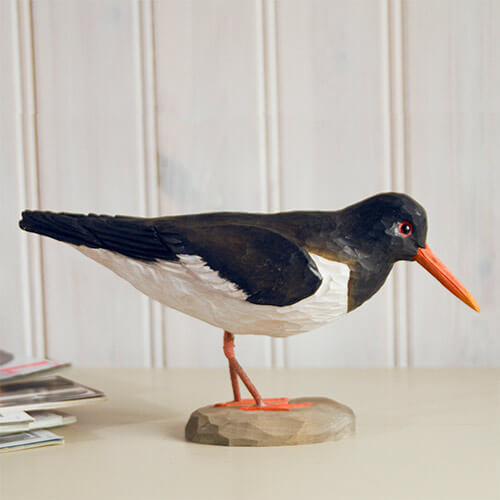 DecoBird Oystercatcher, hand carved wooden bird painted with environmentally friendly colours