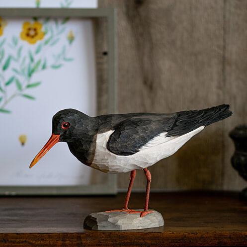 DecoBird Huîtrier Pie, taillé et peint  à la main dans des couleurs respectueuses de l'environnement