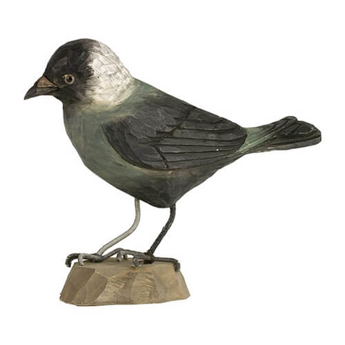 DecoBird Dohle, handgeschnitzt und mit umweltfreundlichen Farben bemalt