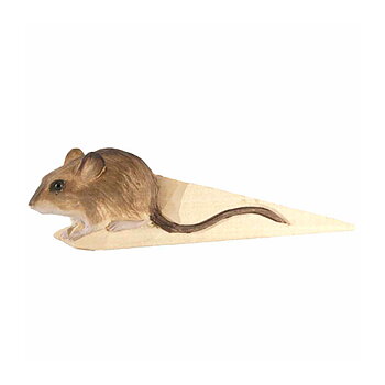 Hand Carved Doorstop Mouse, wooden door stop painted with environmentally friendly colours