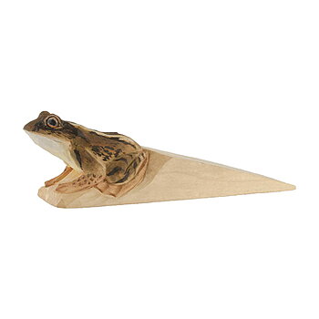 Hand Carved Doorstop Moor Frog, wooden door stop painted with environmentally friendly colours