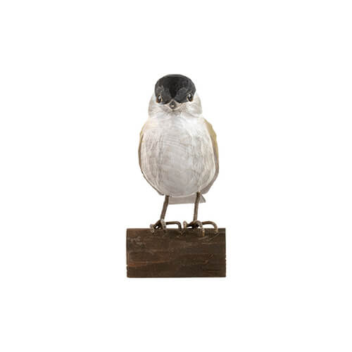 DecoBird Fauvette à tête noire, taillé et peint à la main dans des couleurs respectueuses de l'environnement