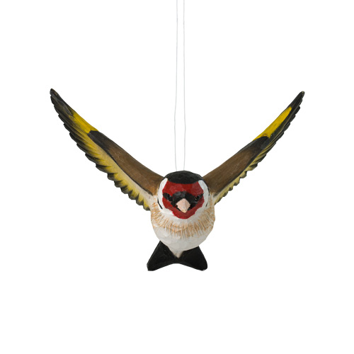 DecoBird Chardonneret Élégant en plein vol, vue de face