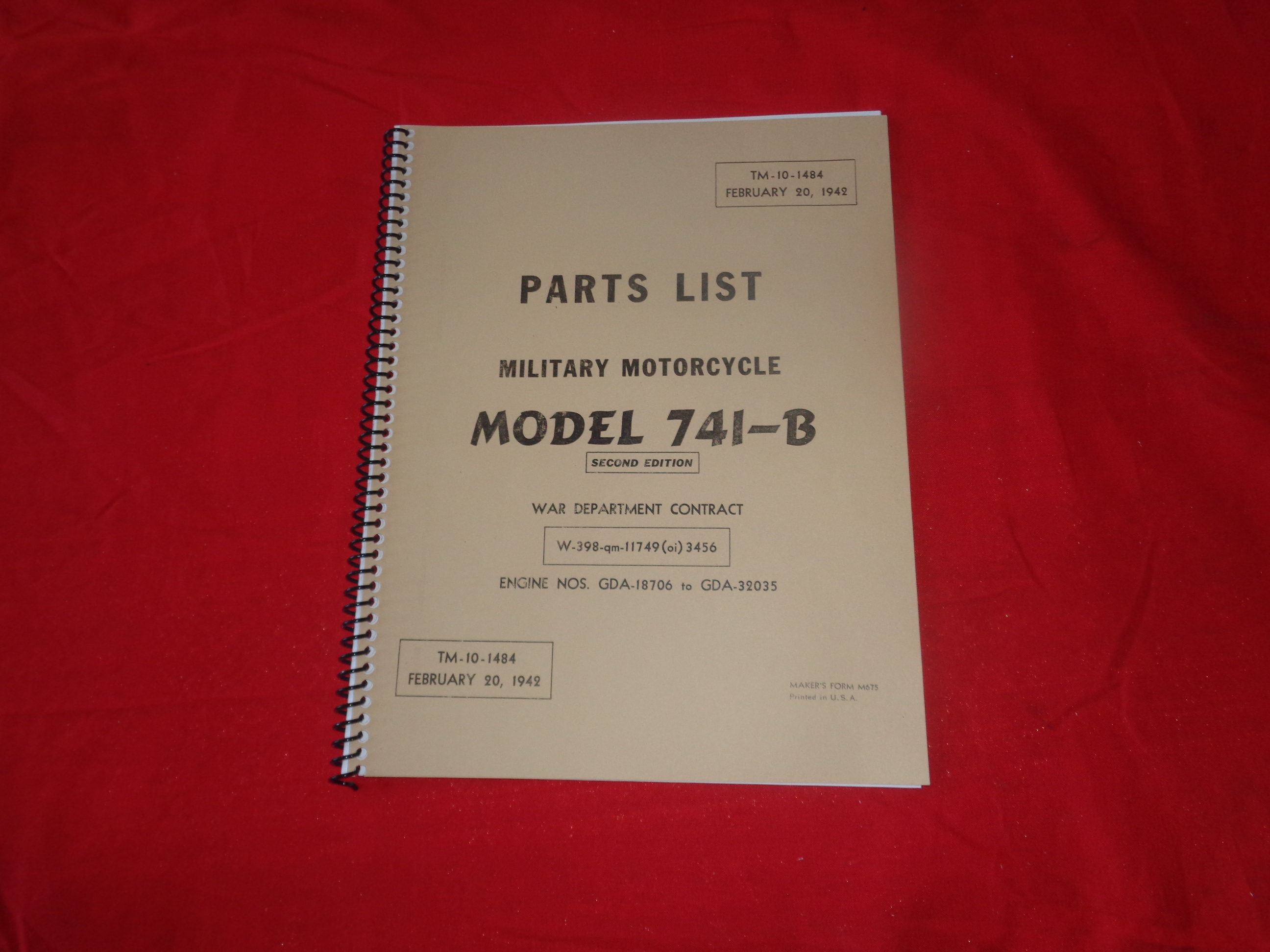 Parts List Indian 741-B