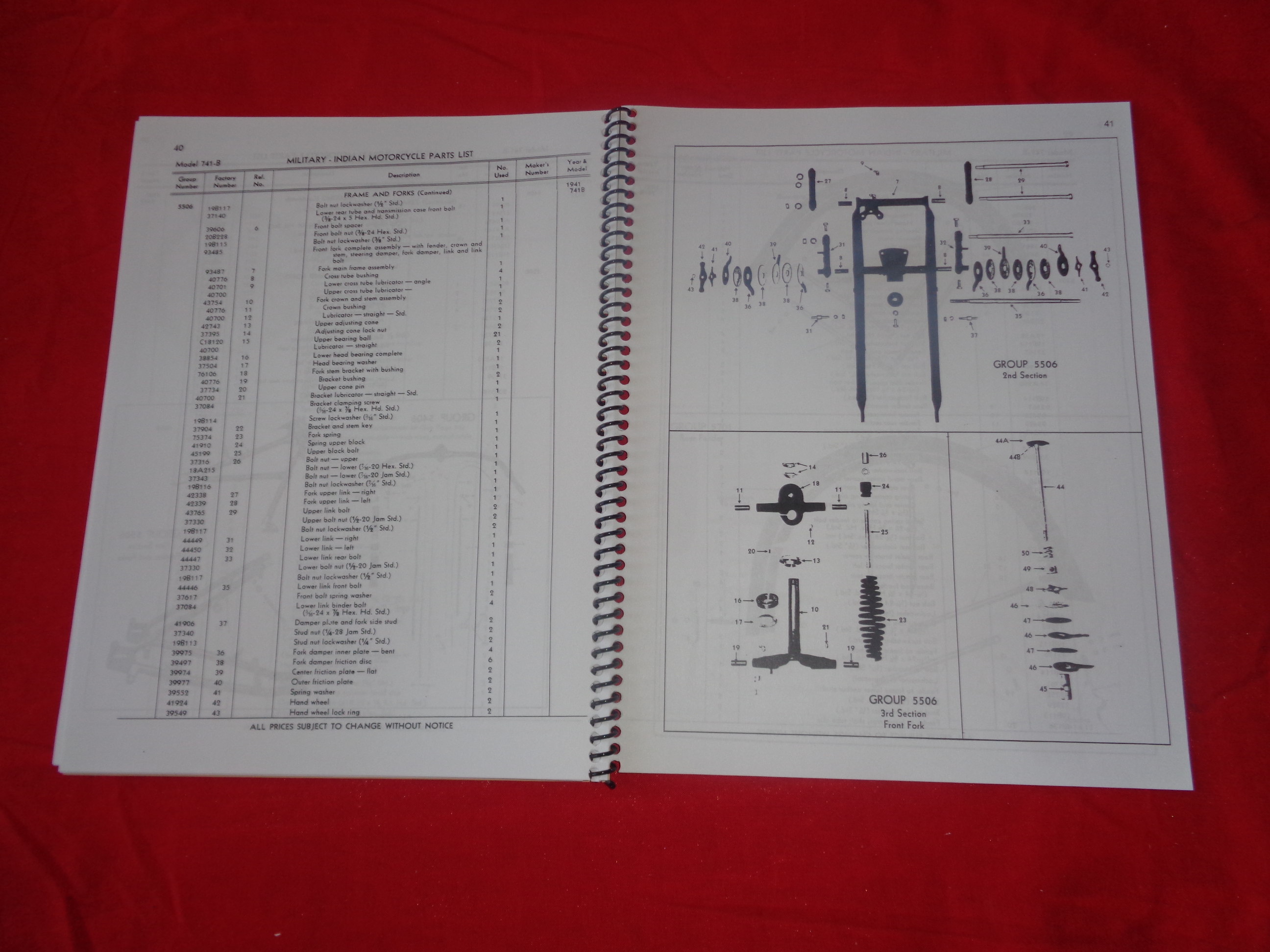 Parts List Indian 741-B