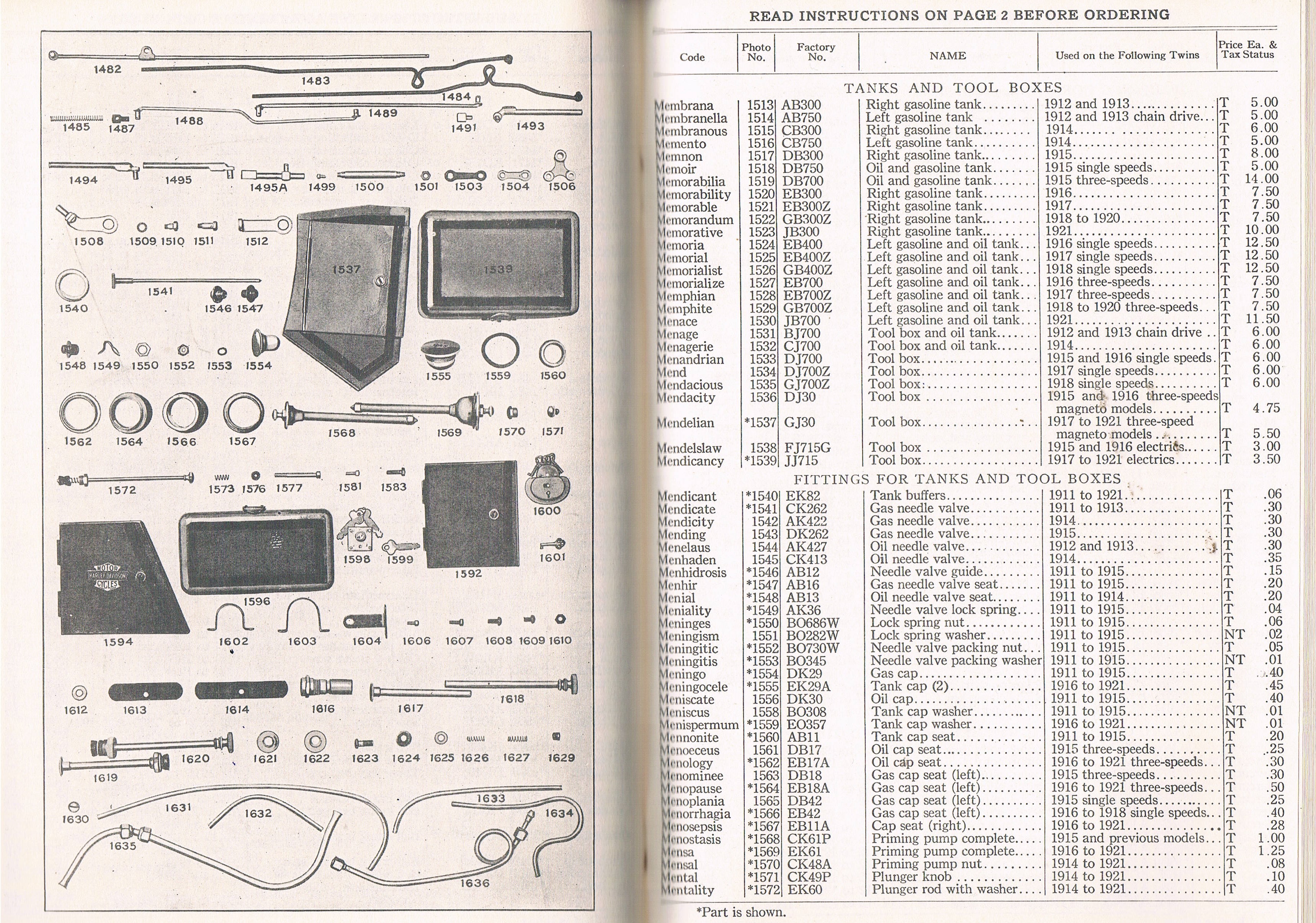 Spare Parts List Harley 1913-21, only twins - 2
