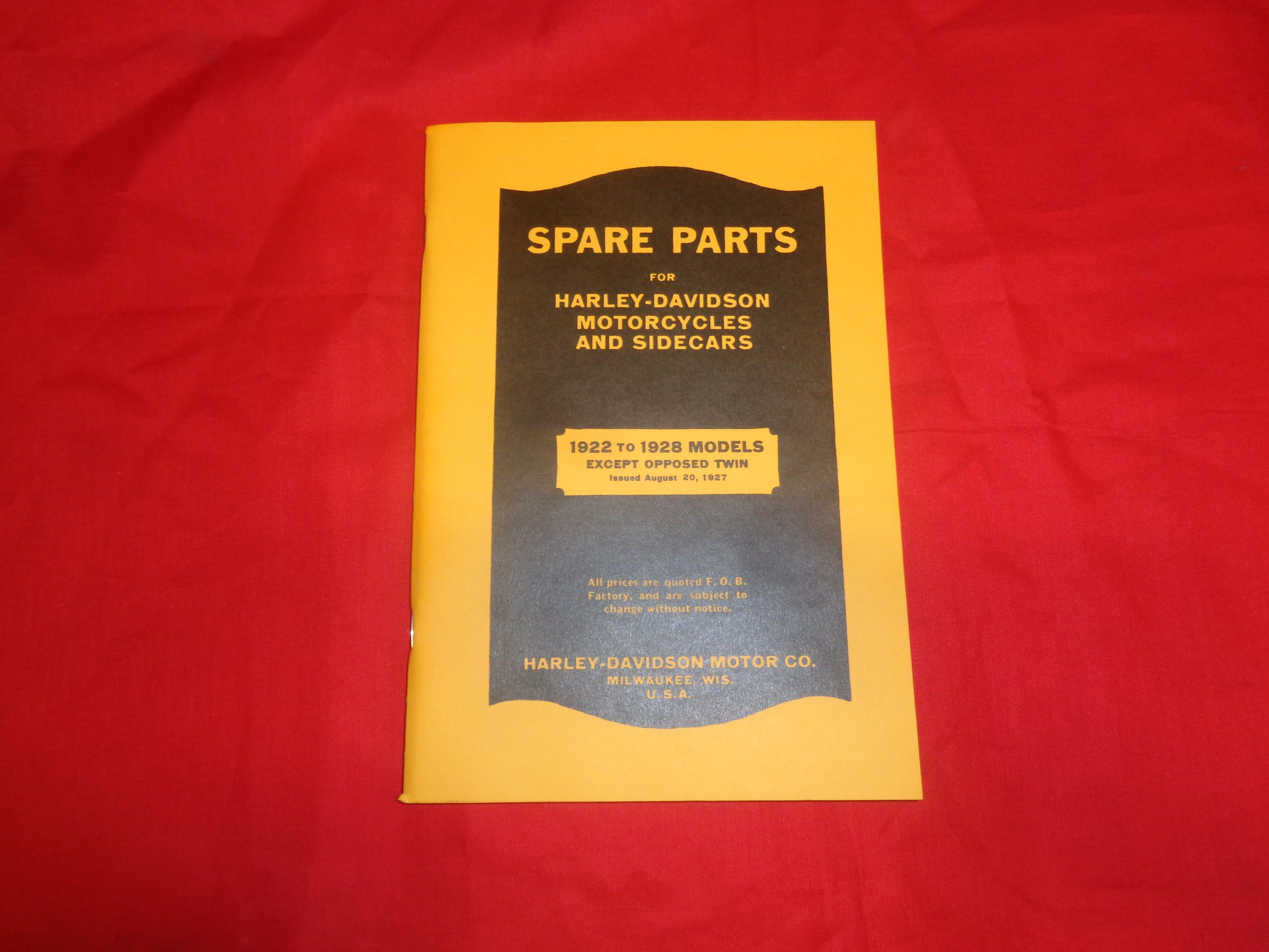 Spare Parts List Harley 1922-28, except opposed twin