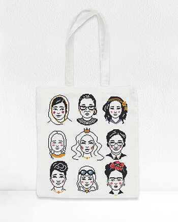 Organic Cotton Doodle Women Tote Bag with hand-emboidery - COMMUNITA