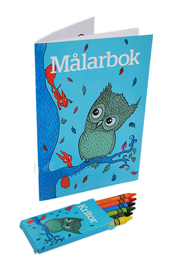 Coloring book including crayons