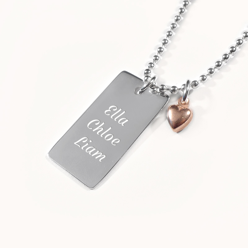 Dogtag , áletruð hálskeðja - Silfur - 3