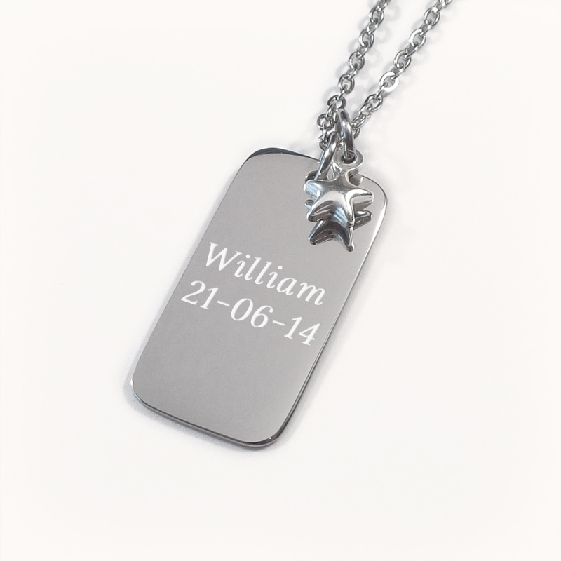 Dogtag , áletruð hálskeðja - Ryðfrítt stál - 2