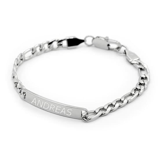 Personlig armband med gravyr namn och text i rostfritt stål