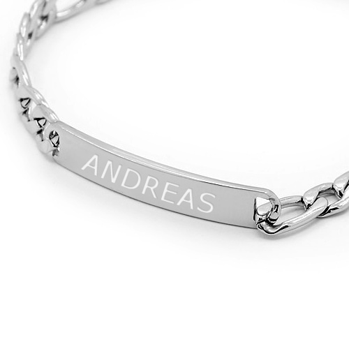 Personlig armband med namn och gravyr i rostfritt stål 