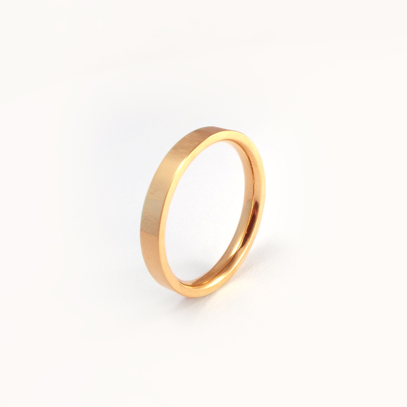 Glatt skinnende ring i gullstål - 3 mm bred - rett