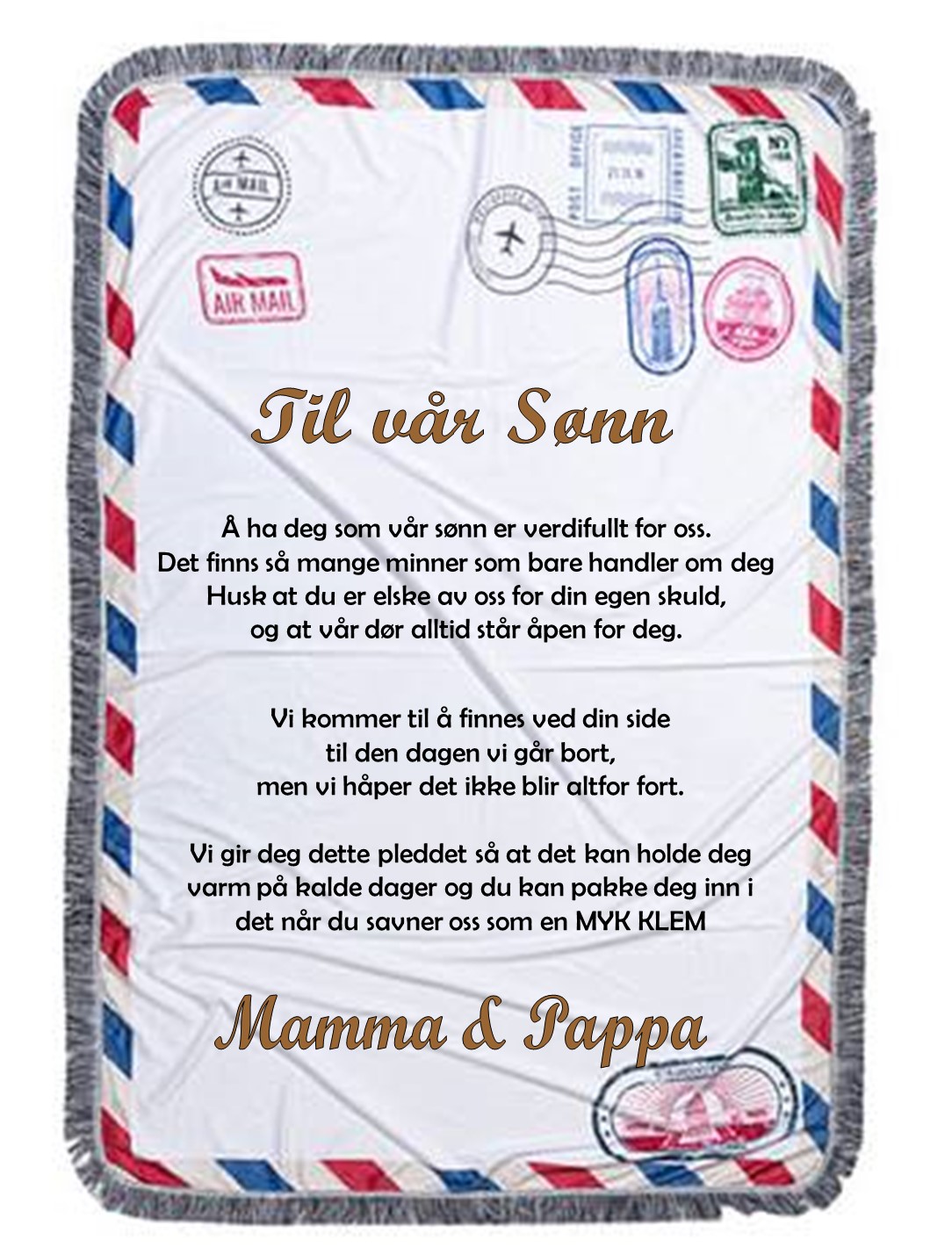 Konvolutt Pledd til vår sønn