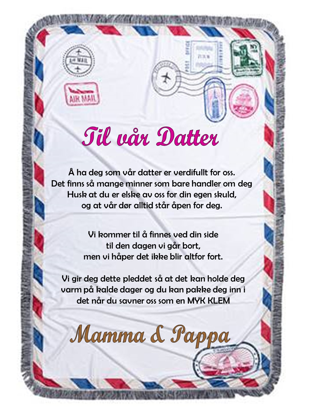Konvolutt Pledd til vår datter