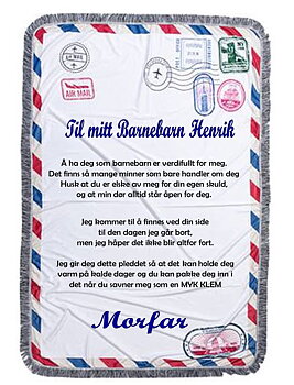 Konvolutt Pledd til barnebarn /morfar
