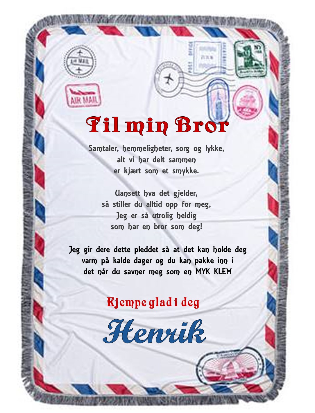 Konvolutt Pledd til bror