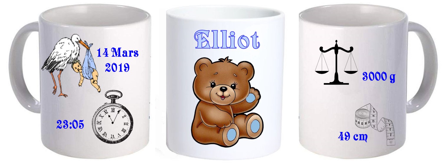 Tallerken nr. 12  gutt med fødselsdata  bamse - 6