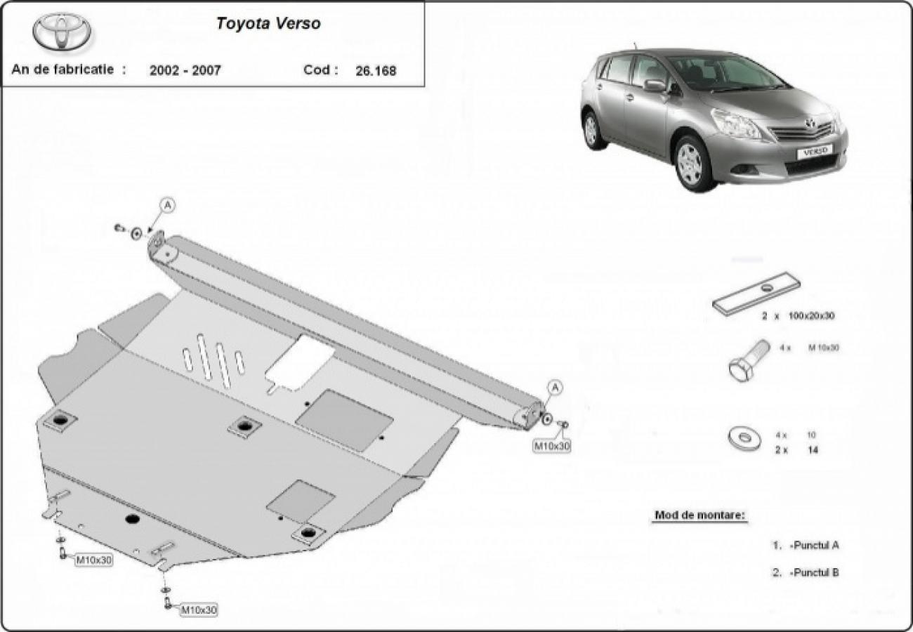 Hasplåt Stål Motor | Toyota Corolla Verso (2002-2008) - 3