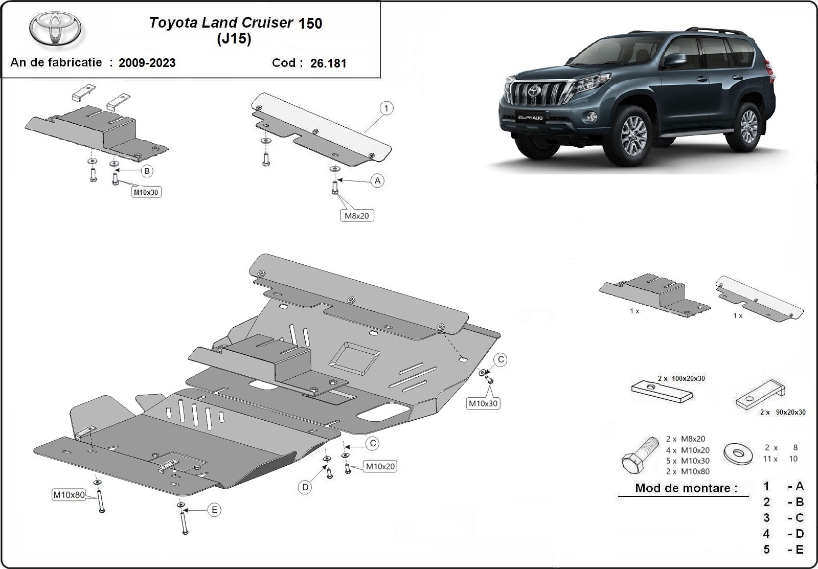 Proteção inferior em aço Motor+ | Toyota Land Cruiser 150 (2009-2023) - 3
