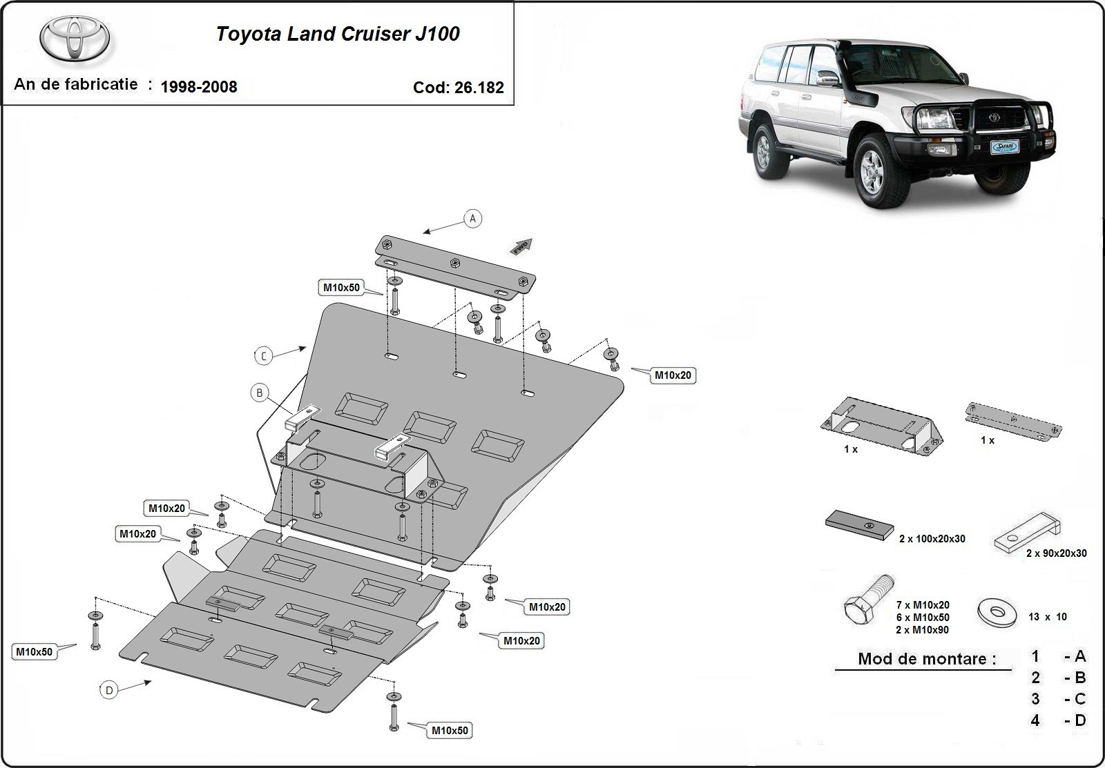 Stahl-Unterfahrschutz Motor+ | Toyota Land Cruiser J100 (1998-2008) - 3
