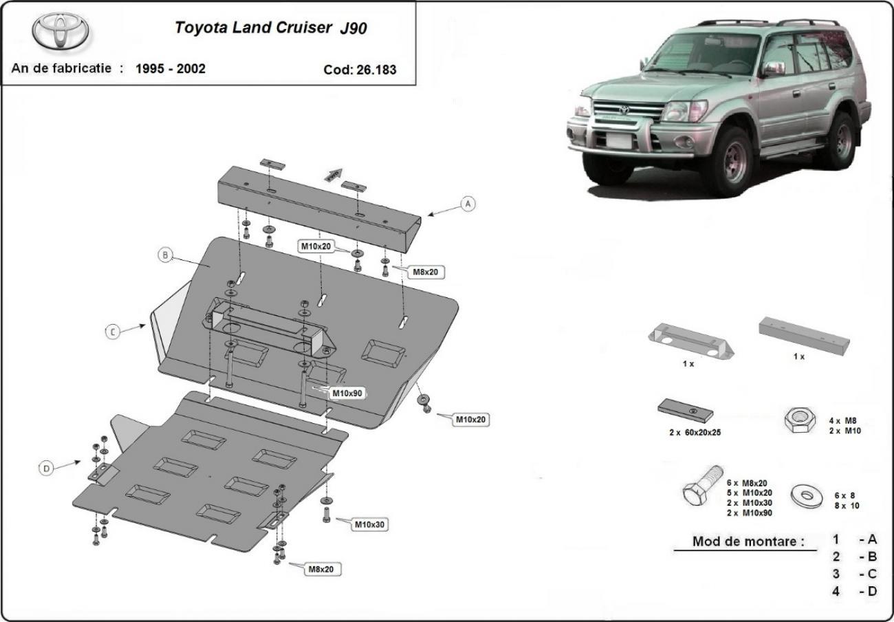 Hasplåt Stål Motor+ | Toyota Land Cruiser J90 / J95 (1995-2002) - 3