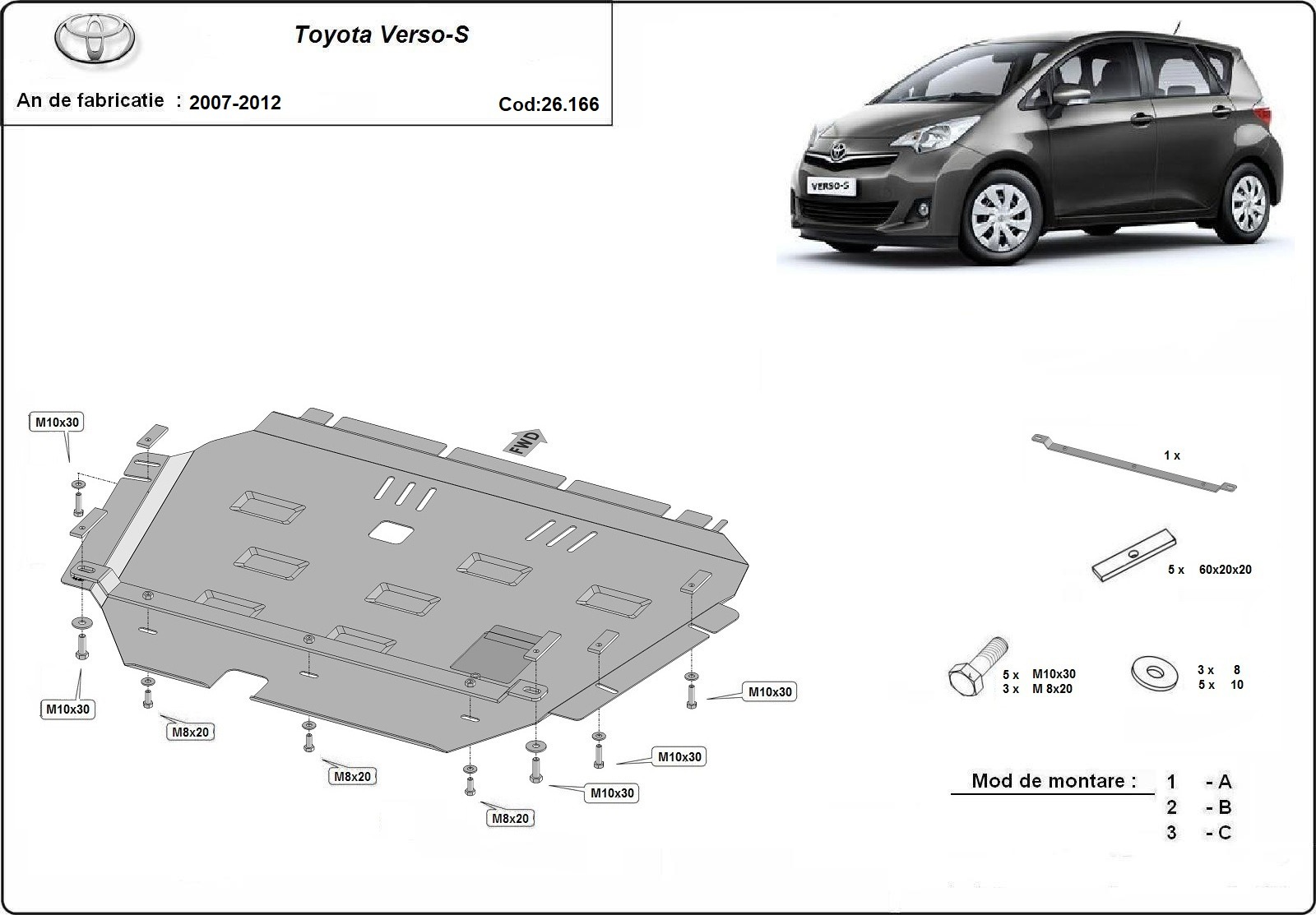 Stahl-Unterfahrschutz Motor+ | Toyota Verso (2007-2018) - 3