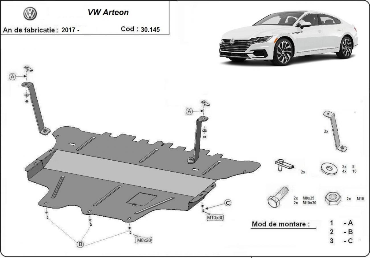 Bunnplate Stål Motor+ | VW Arteon - Manu. (2017-2026) - 3