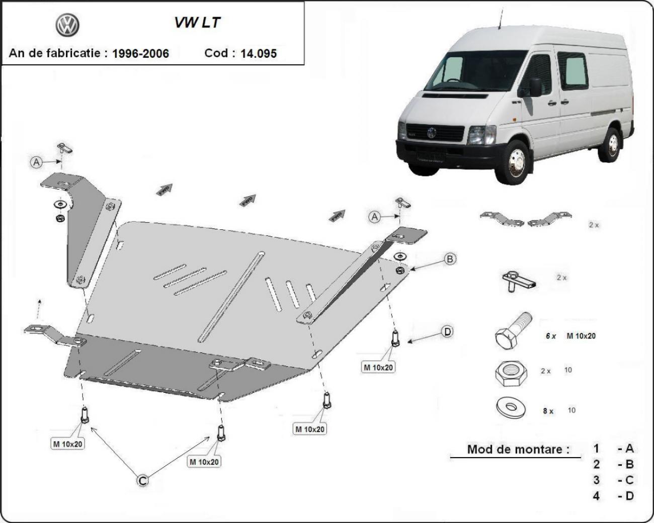 Hasplåt Stål Motor | VW LT (1996-2006) - 3