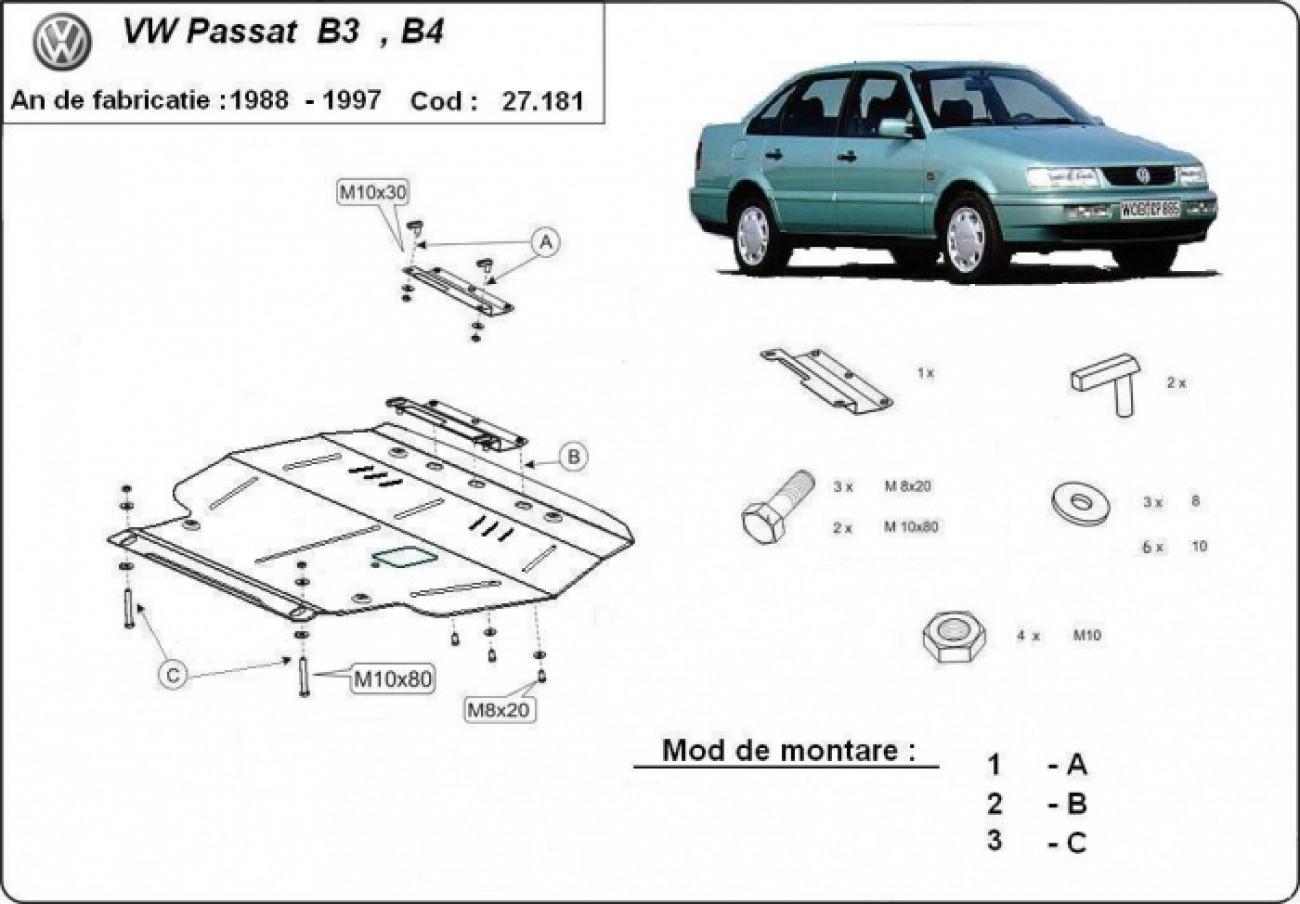 Skid plate Steel Engine+ | VW Passat - B3, B4 Diesel (1988-1997) - 3