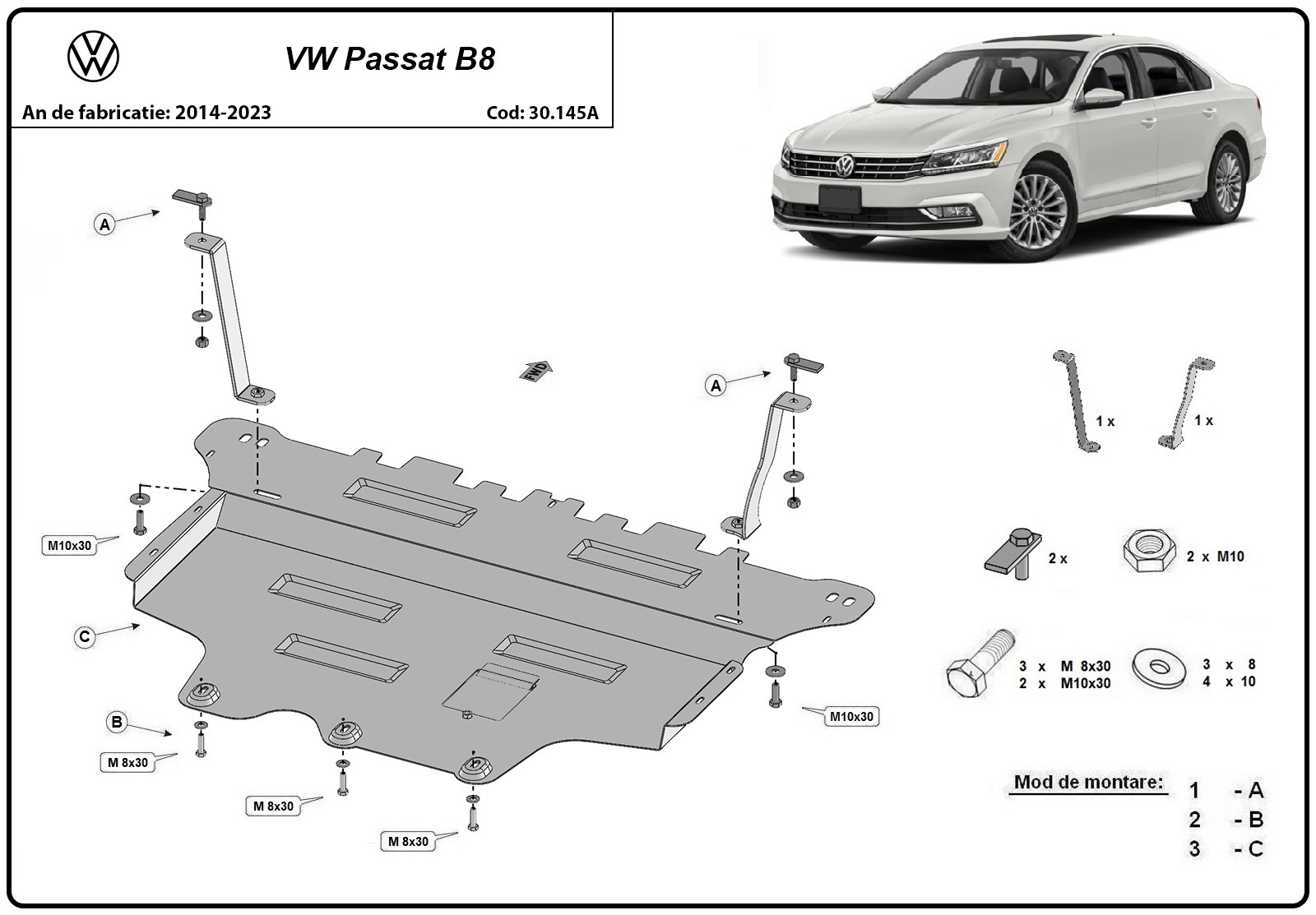 Protezione inferiore in acciaio Motore+ | VW Passat B8 (2015-2026) - 3