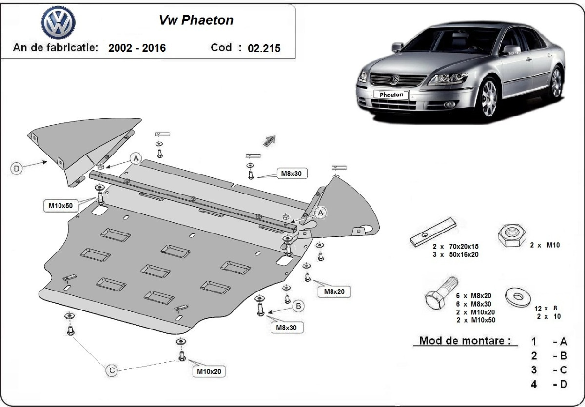 Stalowa osłona podwozia silnika+ | VW Phaeton (2002-2016) - 3