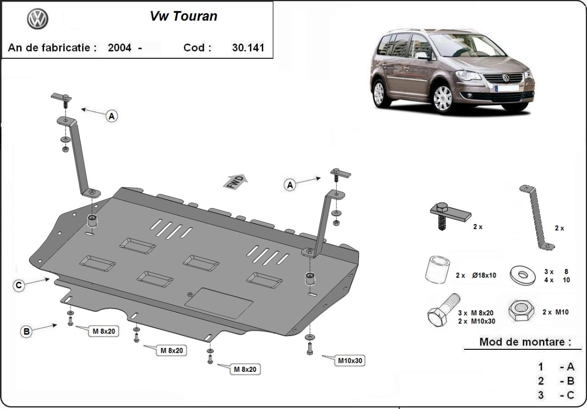 Stahl-Unterfahrschutz Motor+ | VW Touran (2003-2015) - 3