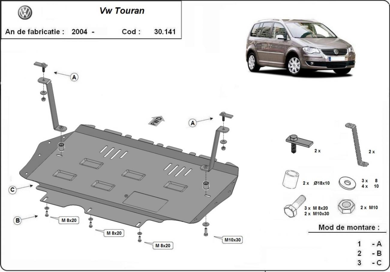 Hasplåt Stål Motor+ | VW Touran (2003-2015) - 3