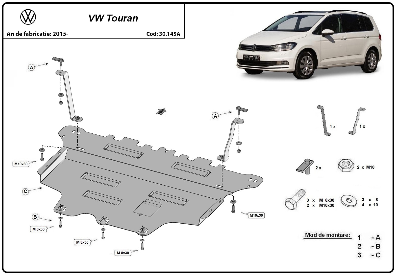 Skid plate Steel Engine+ | VW Touran (2015-2026) - 3