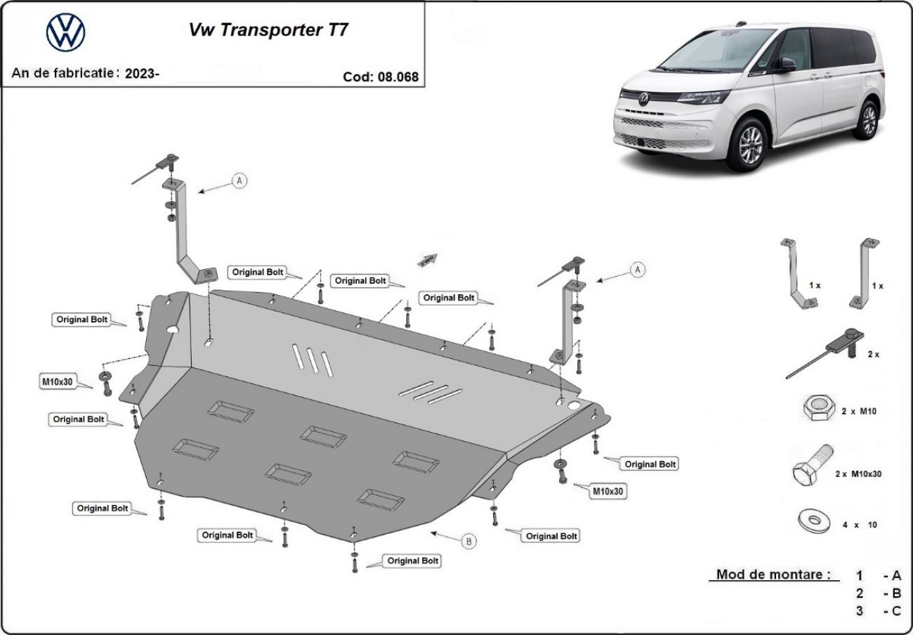 Hasplåt Stål Motor+ | VW Transporter T7 Van (2023-2026) - 3