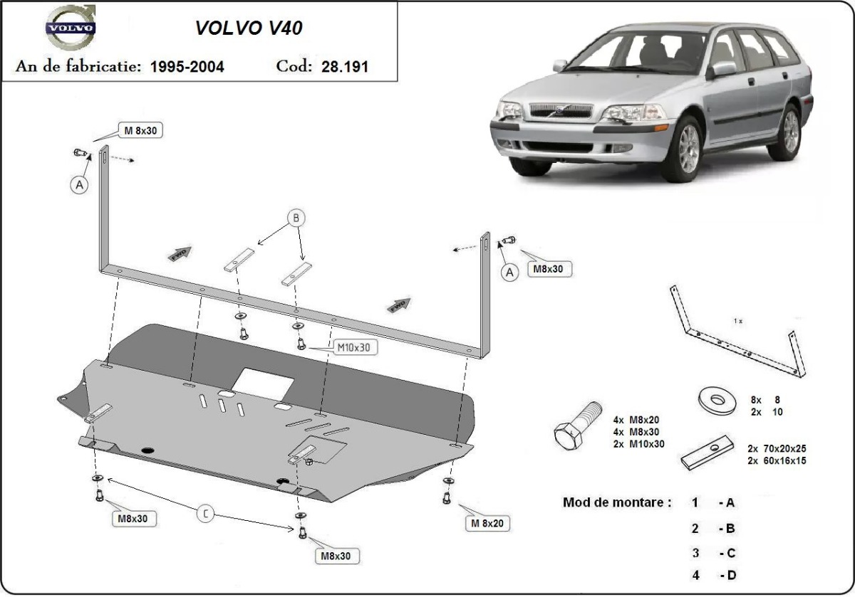 Protector inferior de acero Motor+ | Volvo V40 (1995-2004) - 3