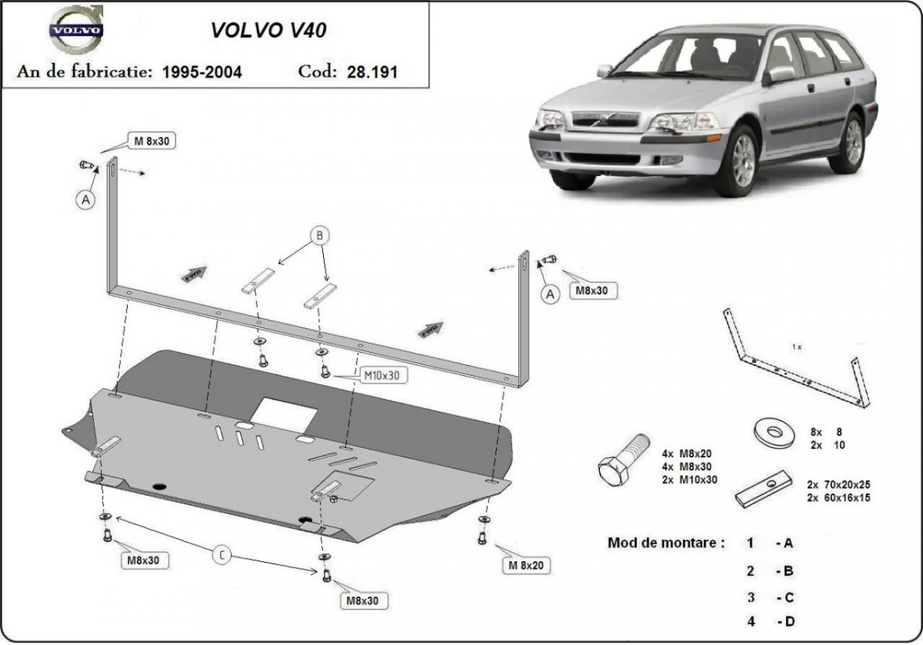 Pohjapanssari Teräs Moottori+ | Volvo V40 (1995-2004) - 3