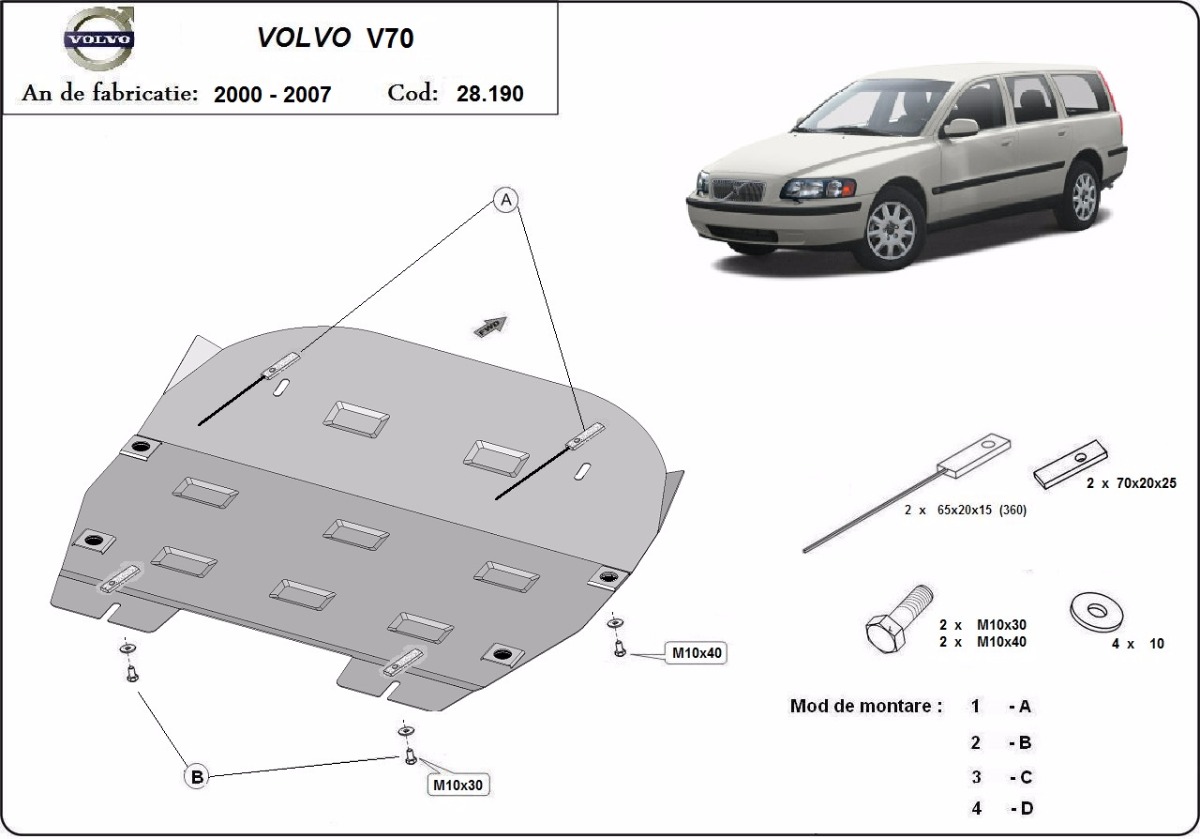 Stahl-Unterfahrschutz Motor+ | Volvo V70 (2000-2006) - 3