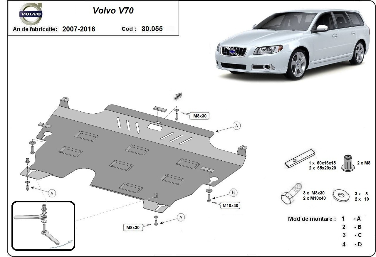 Stahl-Unterfahrschutz Motor+ | Volvo V70 (2006-2016) - 3