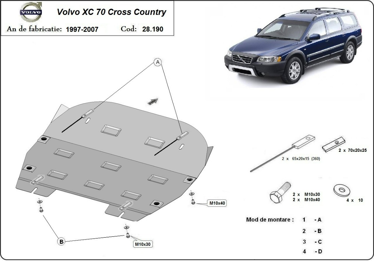 Stalen beschermplaat Motor+ | Volvo XC70 Cross Country (1997-2007) - 3
