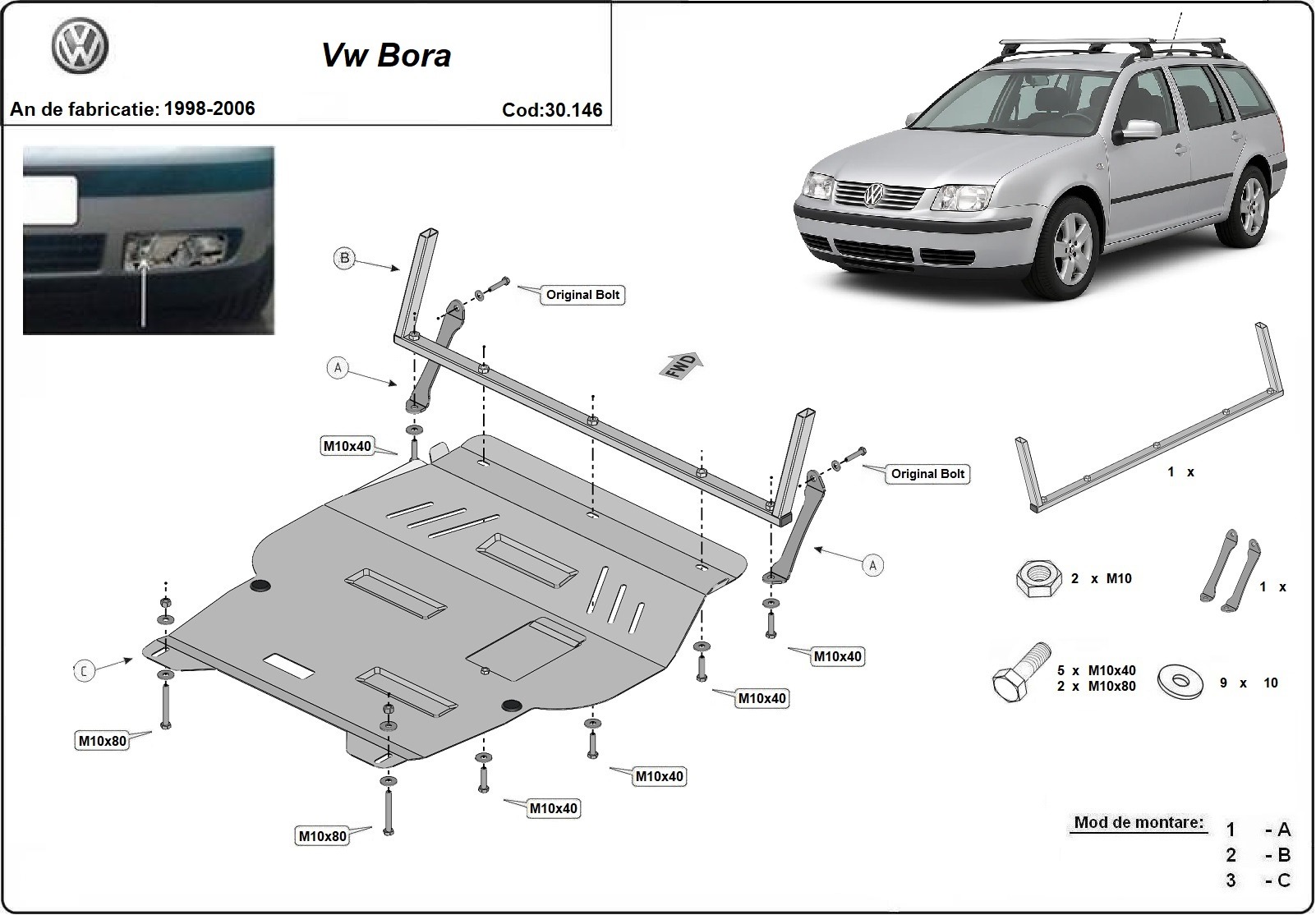 Protezione inferiore in acciaio Motore+ | VW Bora (1998-2006) - 3