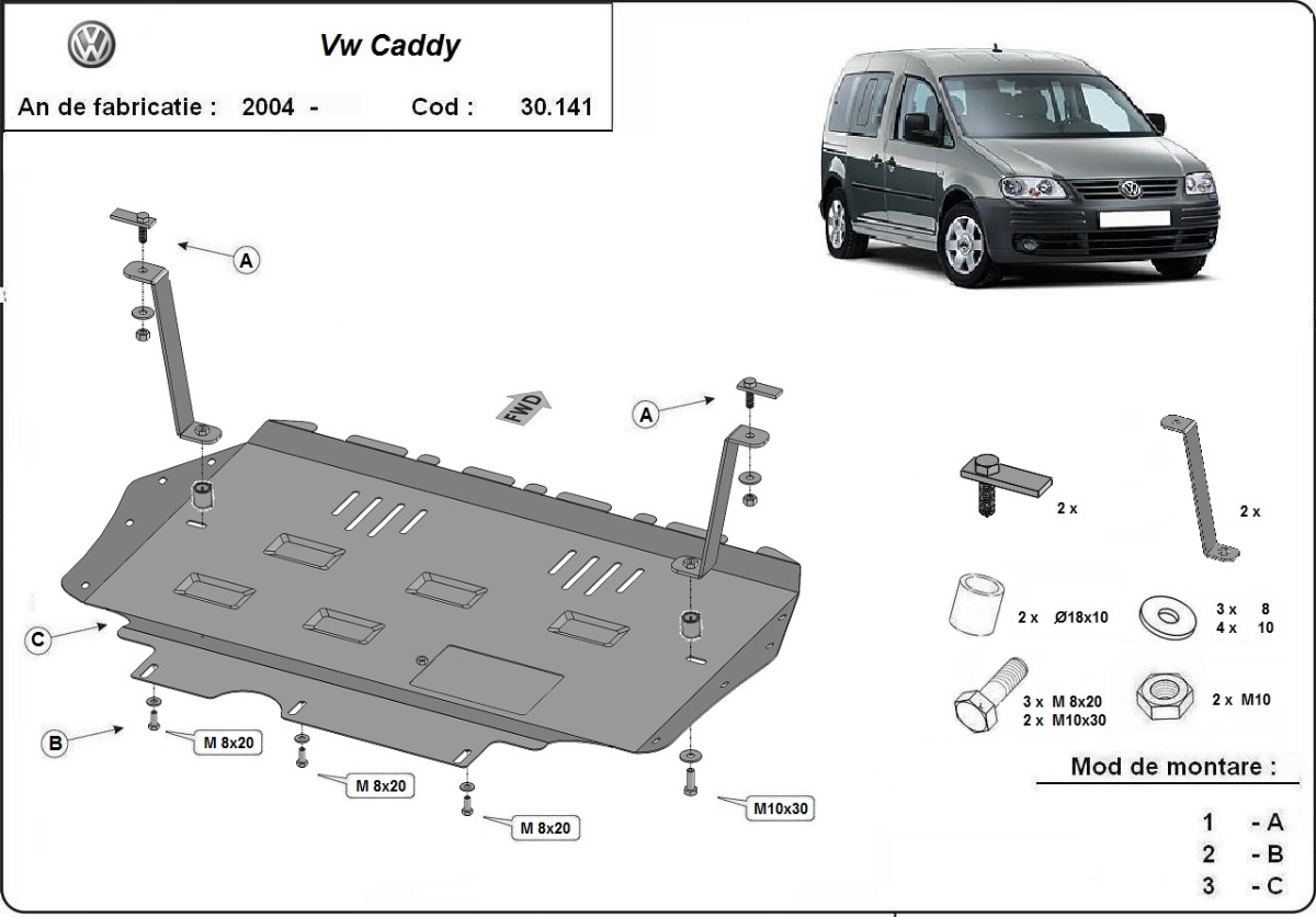 Stalowa osłona podwozia silnika+ | VW Caddy (2003-2012) - 3