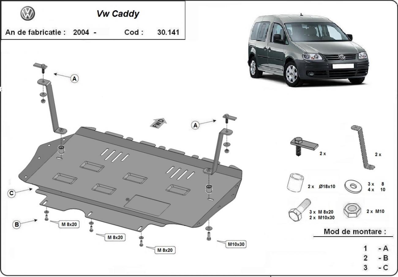 Pohjapanssari Teräs Moottori+ | VW Caddy (2003-2012) - 3