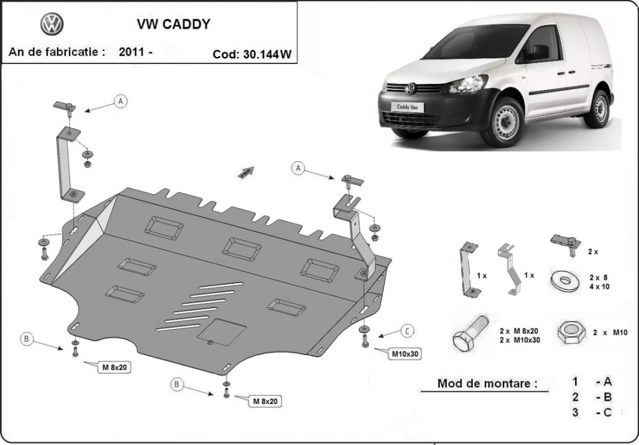 Bundplade Stål Motor+ | VW Caddy - med Webasto (2011-2020) - 3