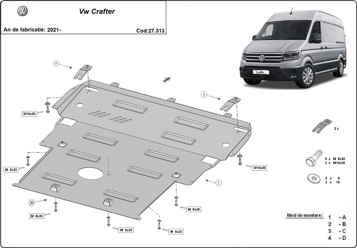 Proteção inferior em aço Motor+ | VW Crafter (2021-2026) - 3