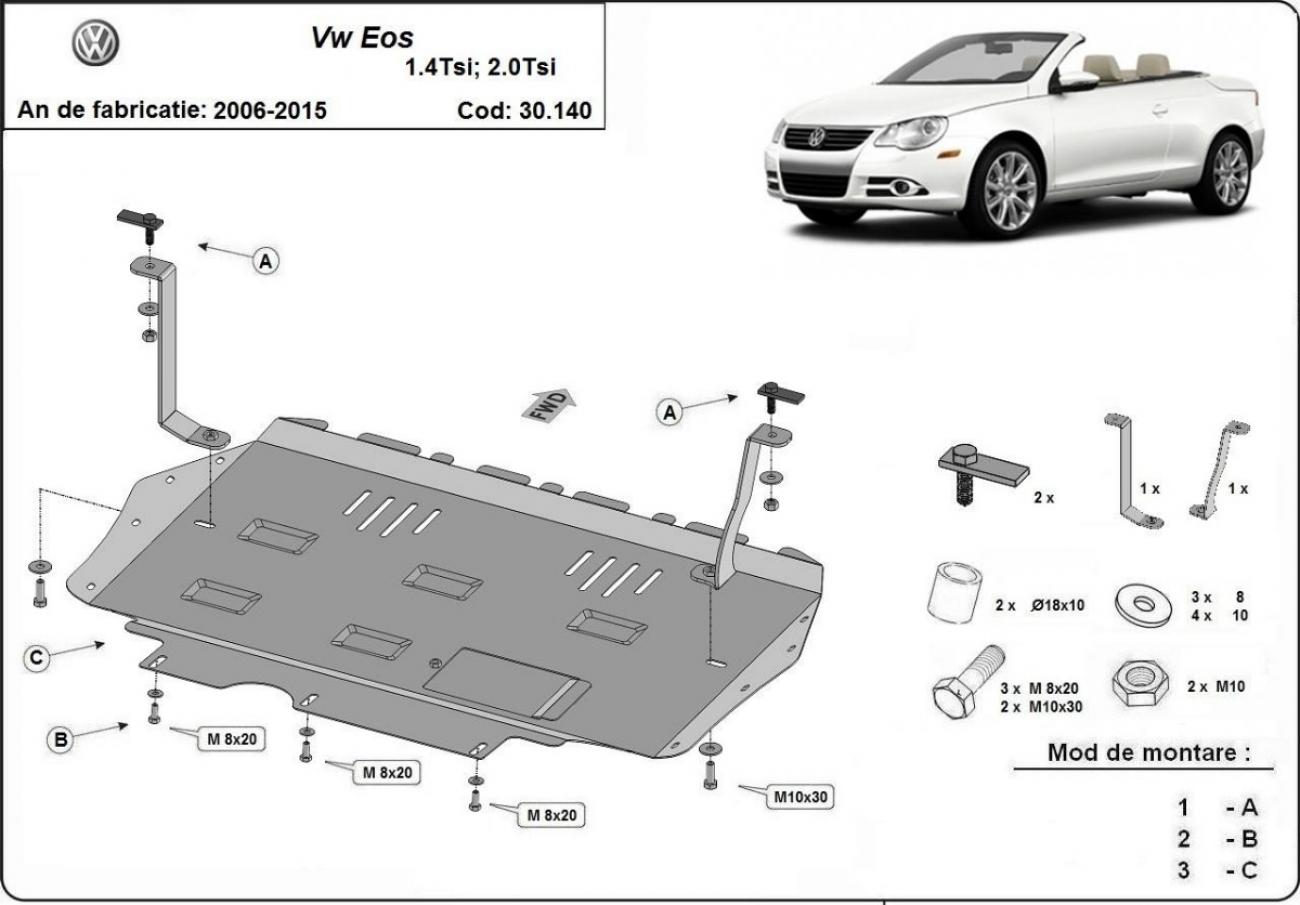 Hasplåt Stål Motor+ | VW Eos (2006-2015) - 3